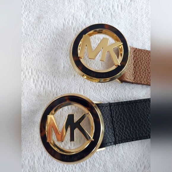 Michael Kors set of 2 Leather & Straw Stretch belts - Picture 2 of 5